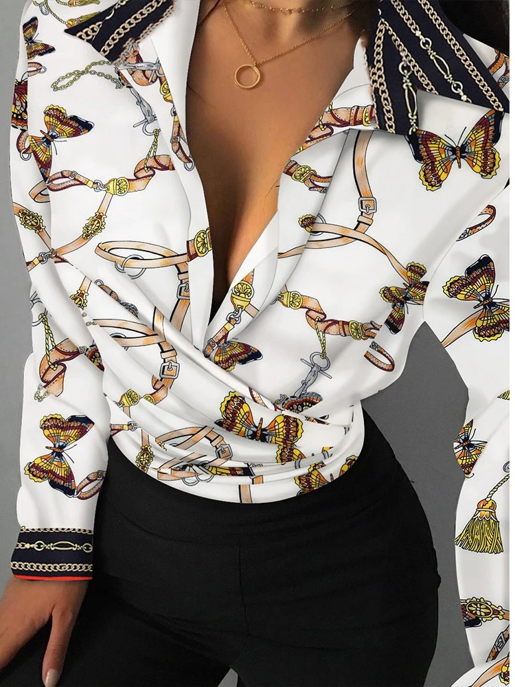 

Women's Shirts Fashion Blouses 2022 Summer Office Lady Long Sleeve V-Neck Sexy Shirt Top Women Casual Blouse Elegant Tops