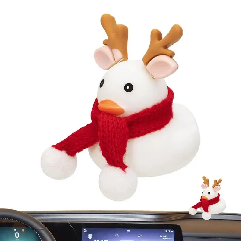 

Резиновая утка, украшения для автомобиля, сжимаемая утка, украшения для приборной панели автомобиля с шарфом, повязка на голову, милая утка с рождественским шарфом, сжимаемая утка