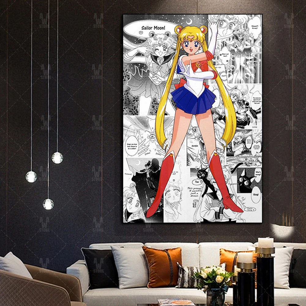 Сейлор Мун Usagi Tsukino постер Картина на холсте комикс настенная роспись для