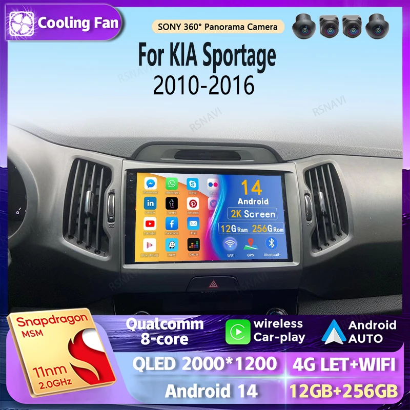 Автомобильное радио Android 14 Carplay для KIA Sportage 2010 2011 2012 2013 2014 2015 2016 навигация GPS