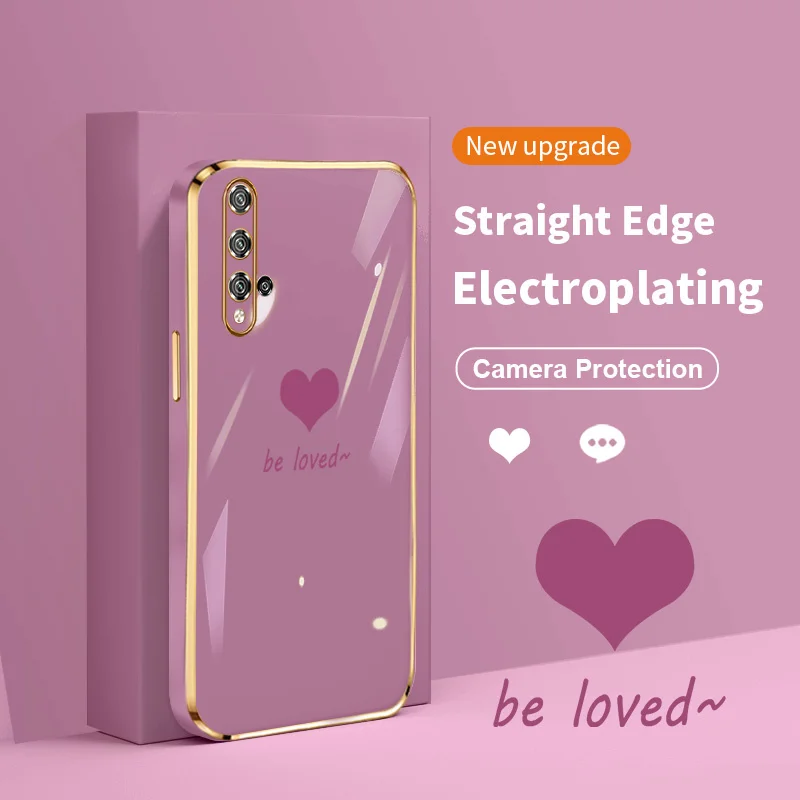 

Love Heart Case for Honor 20 20S Huawei Nova 5T Y9s P Smart Pro 2019Honor 9X Pro 10X 5G Bumper Electroplated Back Cover