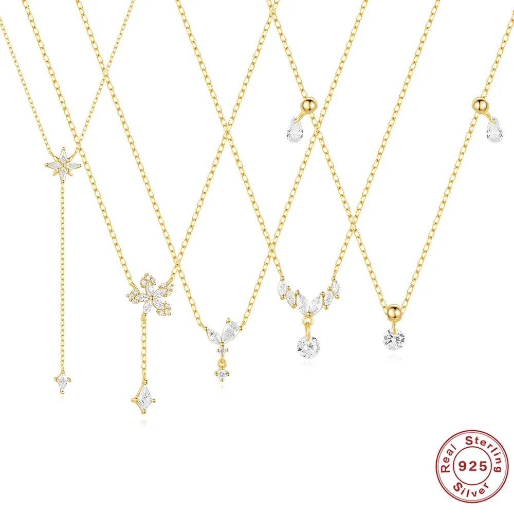 VAL стерлингового серебра 925 пробы нежная снежинка блестящий циркон цепочка на