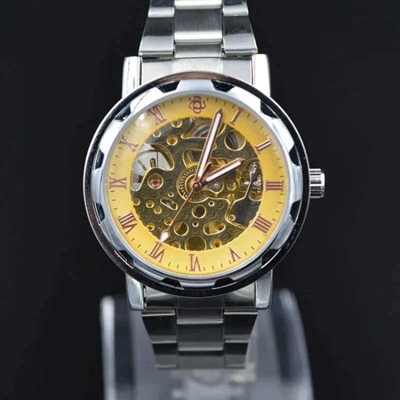 Мужские автоматические механические наручные часы из нержавеющей стали с