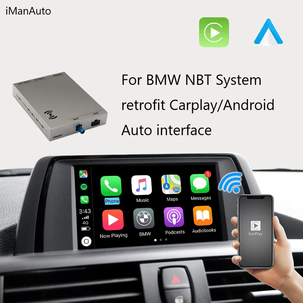 

Беспроводной Apple Carplay Android авто для BMW NBT F10 F11 F15 F20 F30 F31 F36 X5 X3 X1 мини камера MirrorLink автомобильные аксессуары