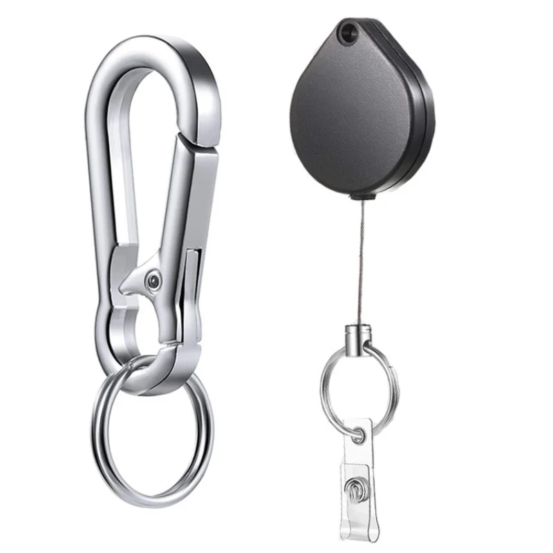

Resilience Steel Wire Rope Elastic Keychain Recoil Sporty Retractable Alarm Key Ring Anti Lost Yoyo Ski Pass ID Card
