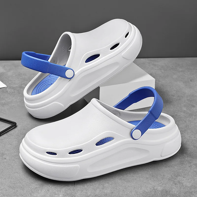 

Сандалии мужские с круглым носком, повседневные шлепанцы с перфорацией, модная Уличная обувь из ЭВА, без застежки, летние Тапочки