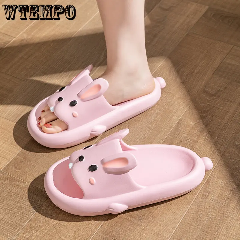 

Летние Тапочки WTEMPO, Женская милая Домашняя и уличная одежда с мультяшным рисунком, Нескользящие домашние тапочки на мягкой подошве, оптовая...