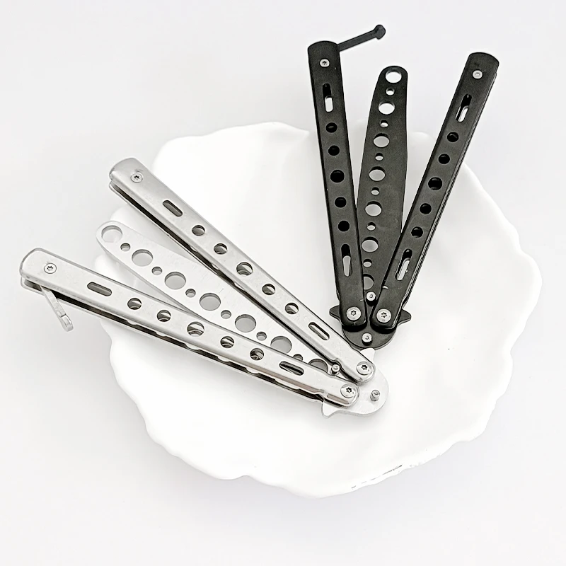 Not edge Portable Folding Butterfly Knife CSGO Balisong Trainer Stainless Steel Pocket Practice Knife Training Tool Pri Practice images - 6