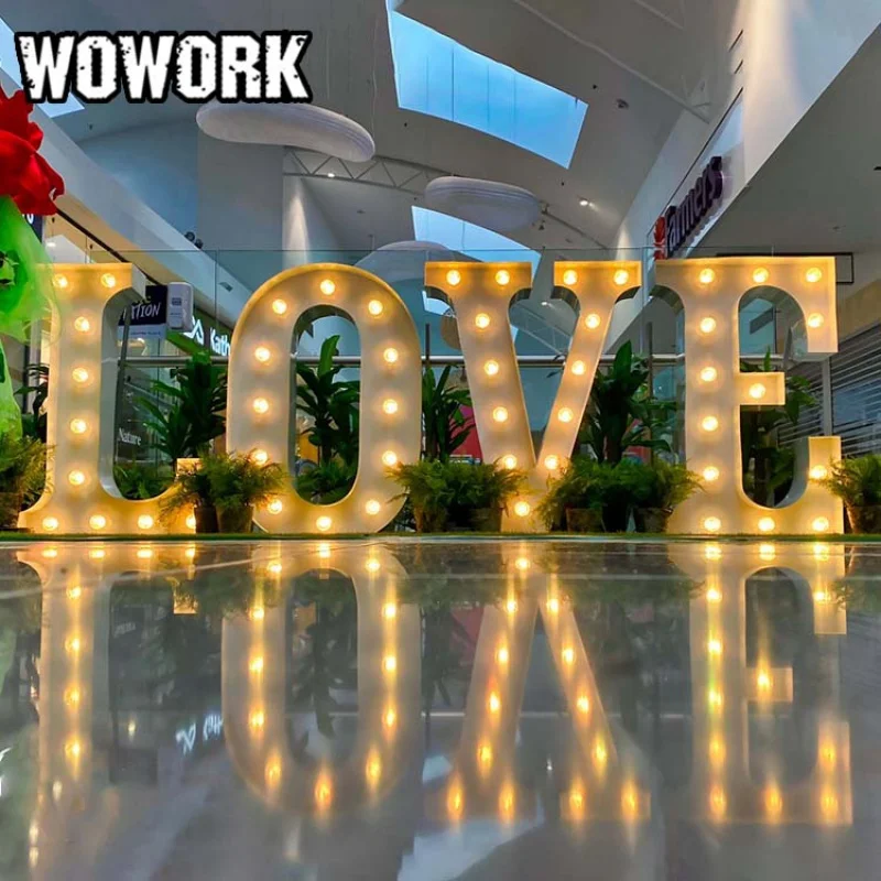 

2022 WOWORK wholesale electronic signs led large giant grade light up letters lights love for graduation props decoration