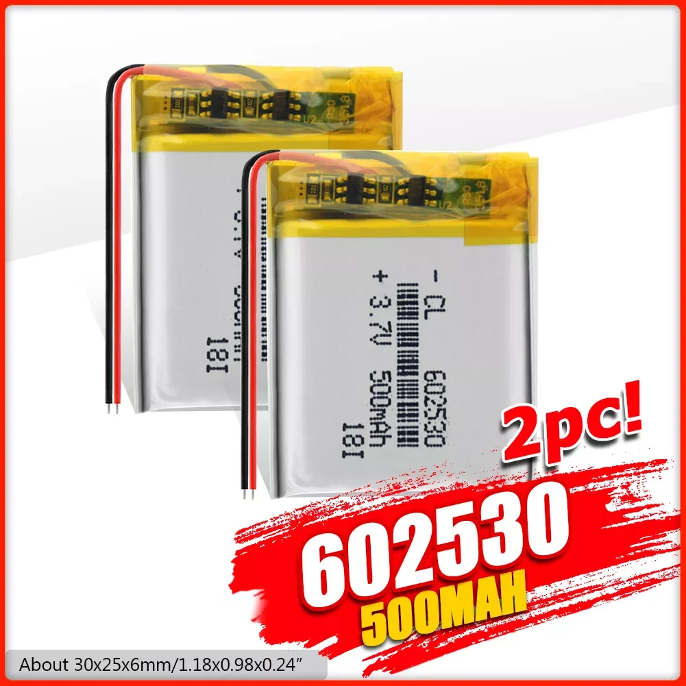 

2023NEW Pcs 3.7V 602530 500mAh Lithium Ion Polymer Battery 3.7v Lithium Battery For MP4 MP5 GPS PSP Smart Watch Driving Recorder