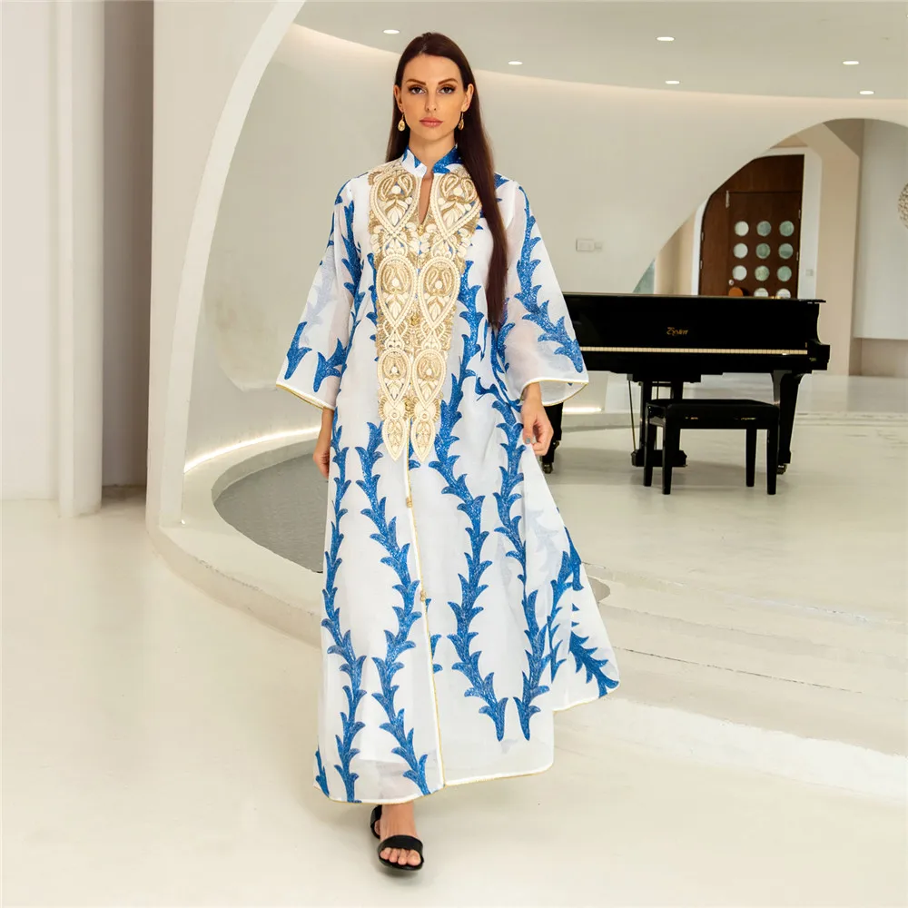 

Embroidered Dubai For Woman Abaya Saudi Arabia 2023 Jalabiya Kaftan Muslim Turkey Islamic Pakistani Dress Eid Mubarak Party Gown