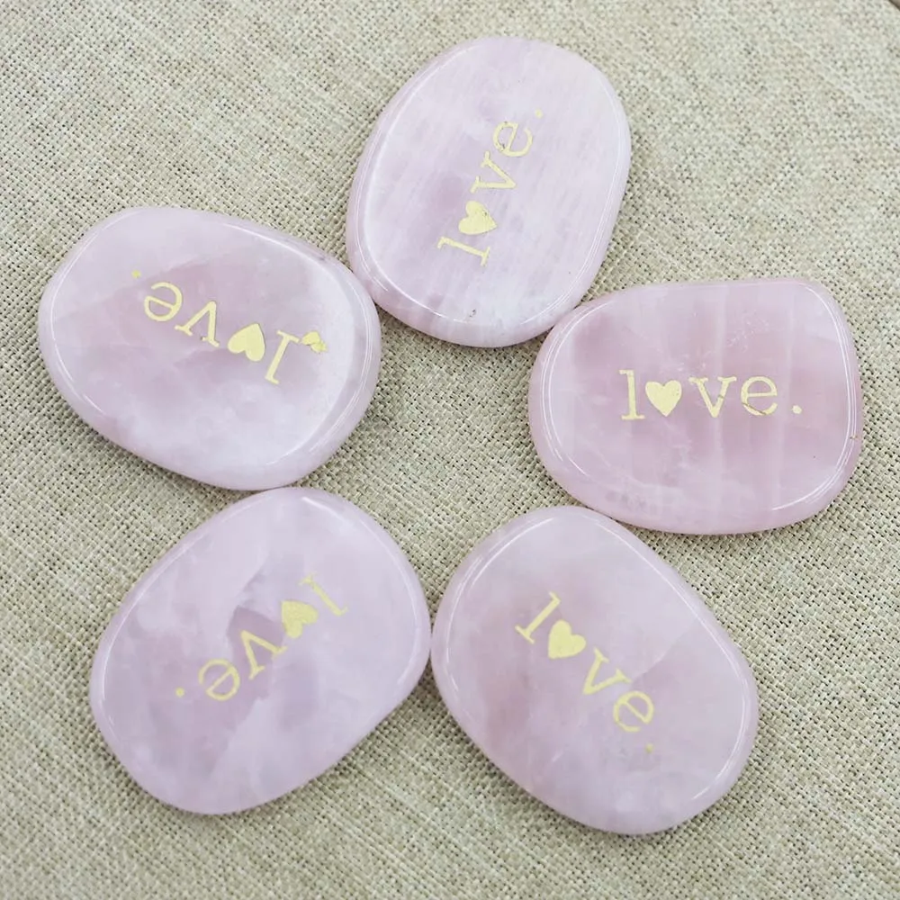 

Good quality Natural Stone Rose Quartz Crystal Ellipse Irregular Letters Ornament Reiki Charms Exquisite Fashion Home Gift 10Pcs