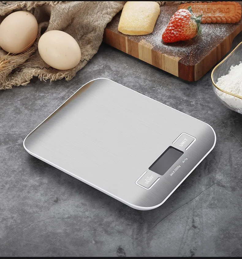 

5000g /1g Kitchen Scales Electronic Digital Scales Fingerprint-proof Stainless Steel LCD Food Postal Scale For Bakery Coffee