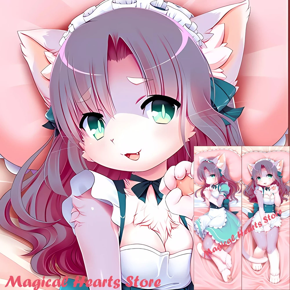

Dakimakura Anime Furry Girl Funny Cat Double-sided Print Body Pillowcase Life-size Otaku Throw Cushion Bed Decor Gift