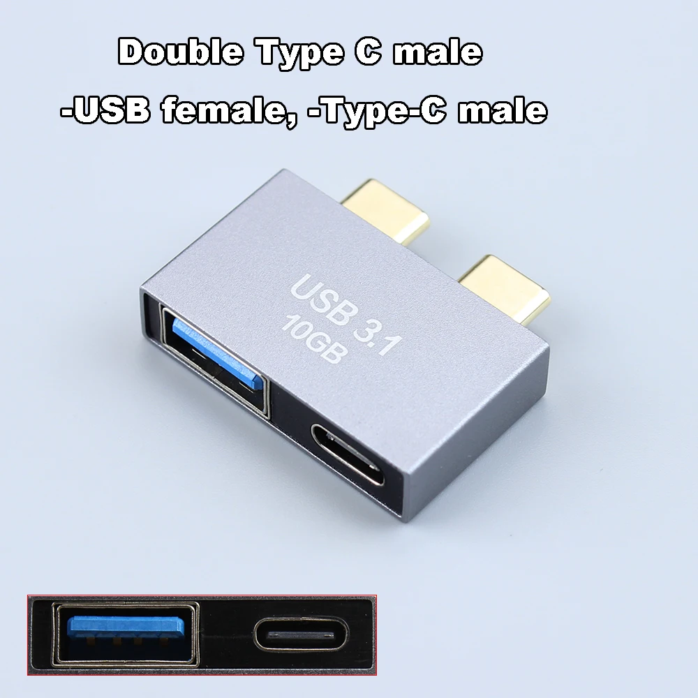 

Адаптер Type C для компьютера, двойной переходник Type-c GEN2, 10 Гбит/с, адаптер USB C