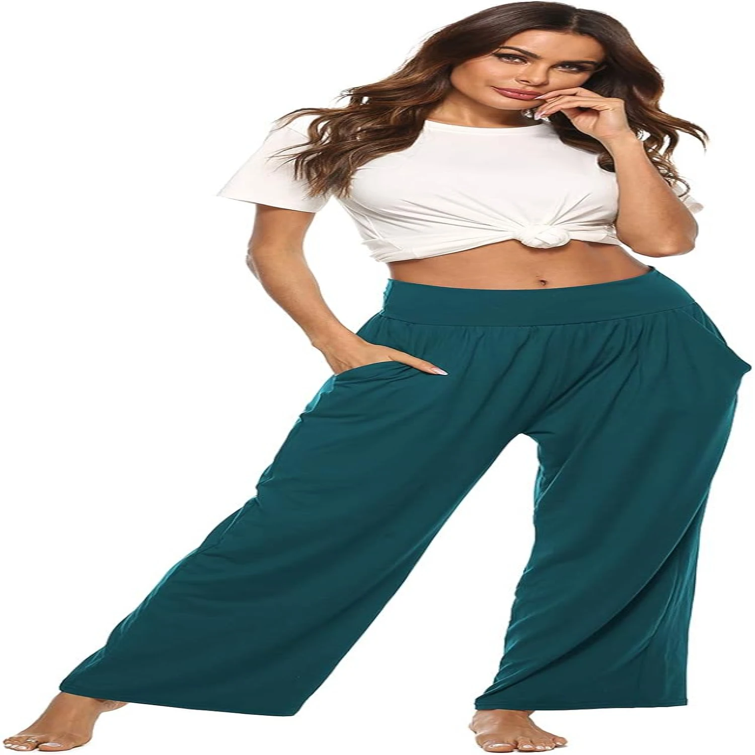 Cozy and Stylish ZJCT Womens Wide Leg Lounge Joggers Pants with Pockets for Ultimate Comfort during Yoga Casual Activities