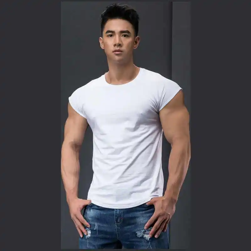 

Мужские футболки 2023, Модная тонкая серая рубашка для бодибилдинга