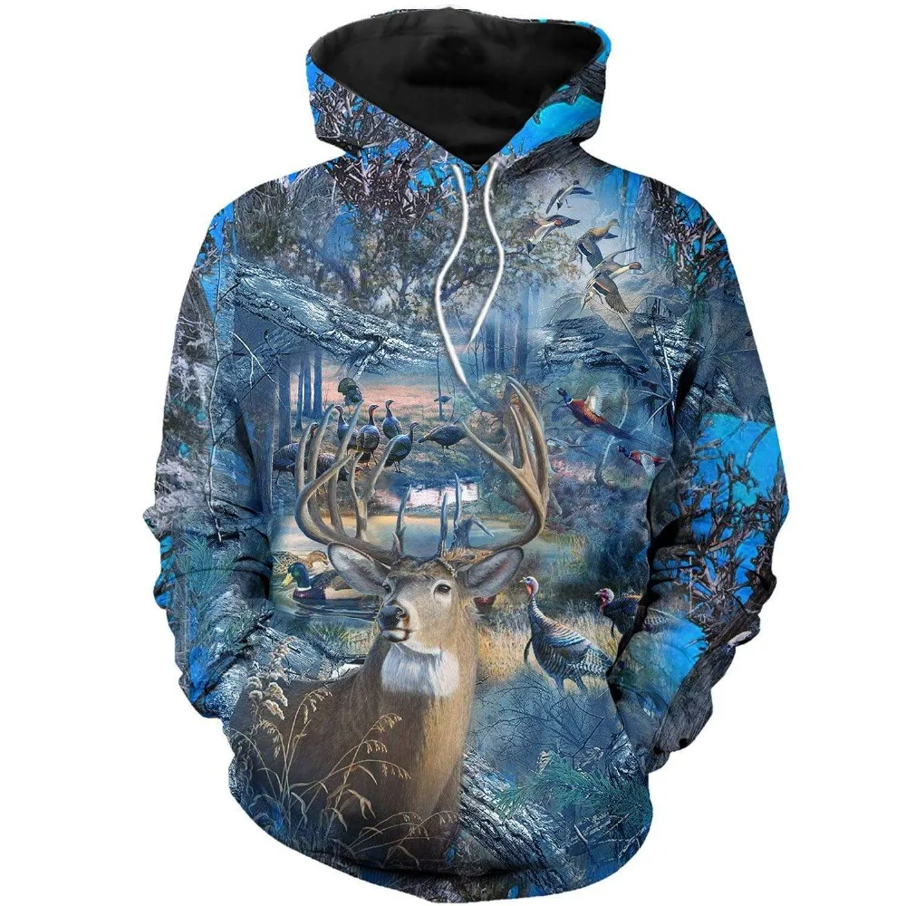 

Blue Hunting Camo 3D Printed Men Hoodies/sweatshirts Harajuku Fashion Hooded Autumn Hoody Casual streetwear sudadera hombre