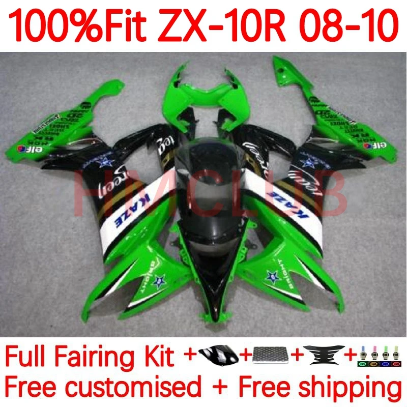 

Injection Body For KAWASAKI NINJA ZX-10R ZX 10 R 10R 1000CC ZX10R 2008 2009 2010 ZX1000 C 08 09 10 green stock Fairing 70No.98