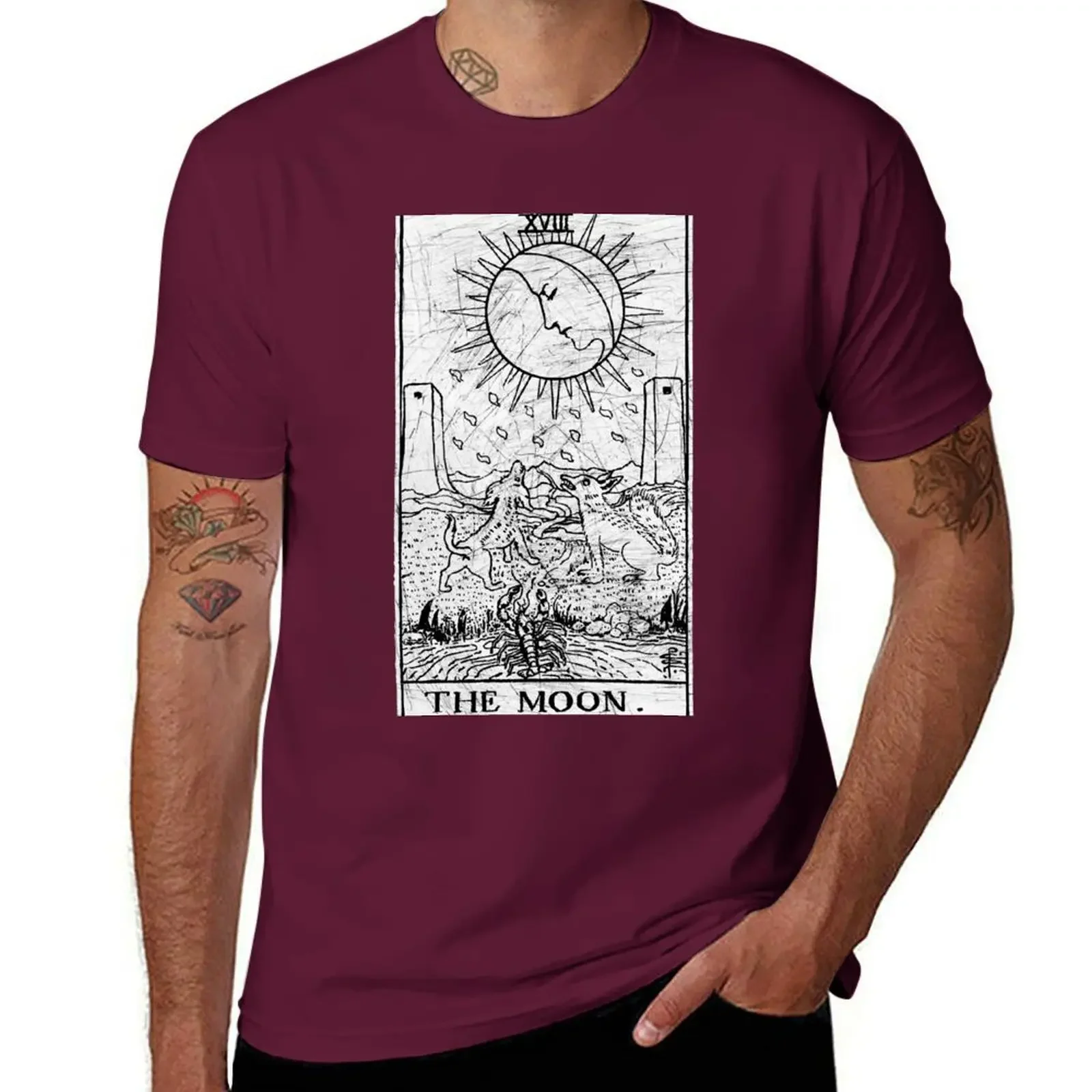 Футболка The Moon Tarot Card-мажора Аркана-The fortune lling-затемненная футболка с персонажами