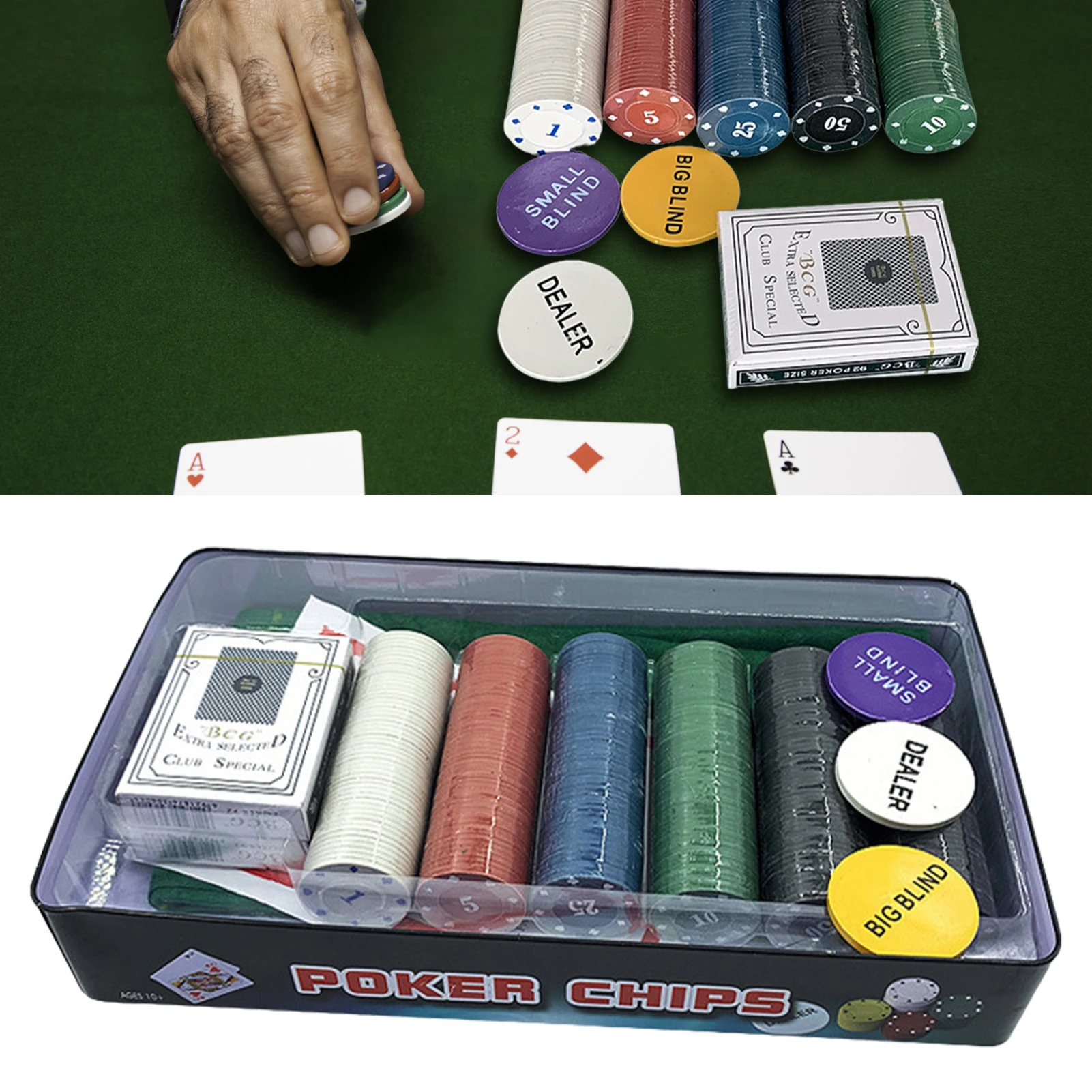 

Poker Chips Set For Texas Hold'em 300pcs Poker Chips With Tin Case Texas Holdem Poker Game Set Includes Hold'em Mat Card Decks
