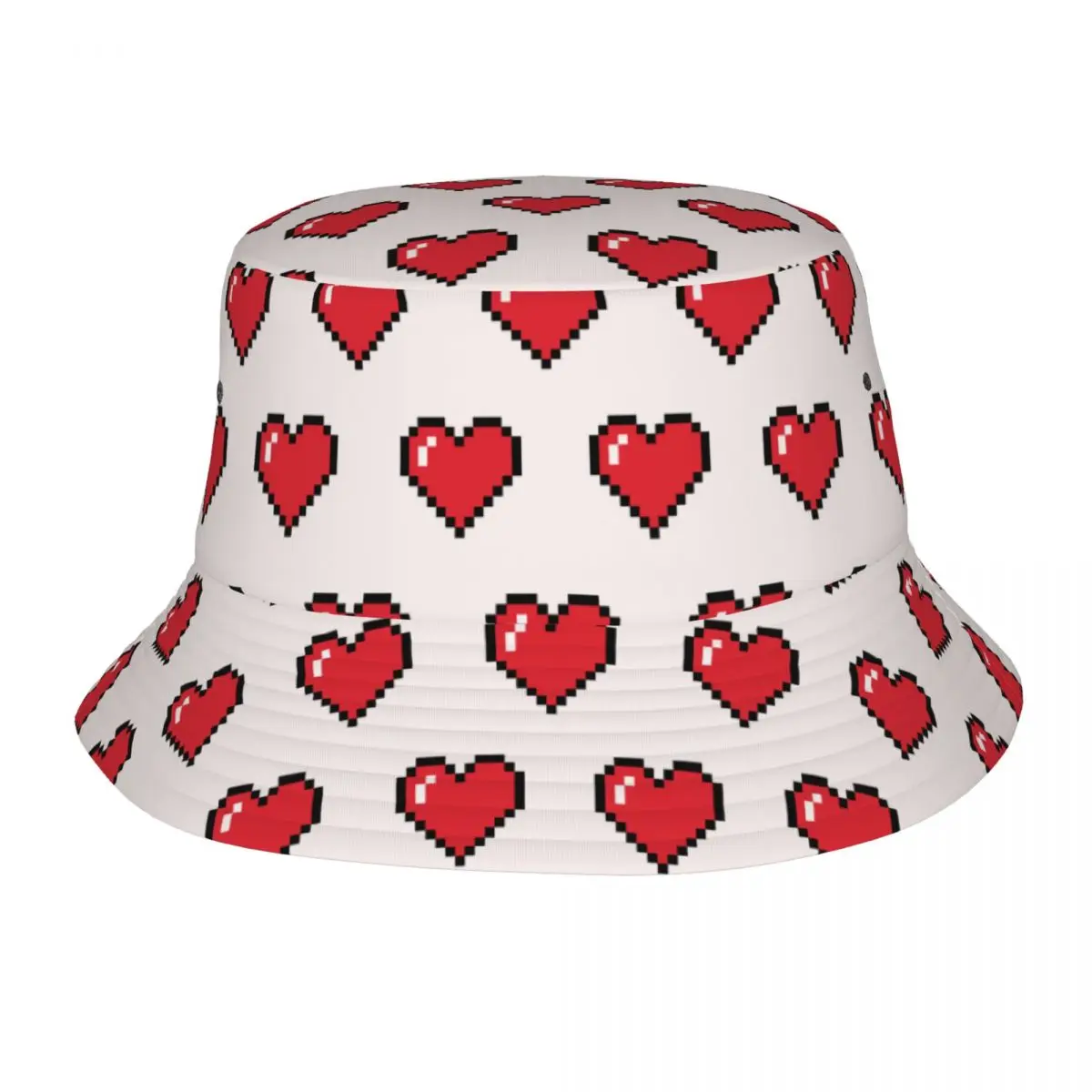 

Heart Drawing In Pixel Art Bob Hats for Teen Summer Floppy Hat Unique Design for Outdoor Sports Fishing Fisherman Hats Ispoti