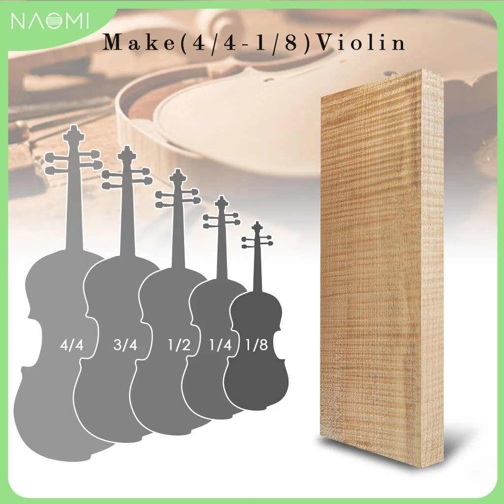 NAOMI AA Flamed European Maple Violin Back Wood Waxed Stradi 4/4-1/8 Violin Making Material For Luthier DIY Violin Use