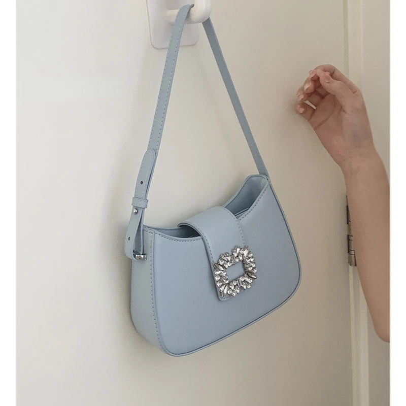 Elegant Shoulder Bag for Women Pu Leather Luxury Brand Underarm Bags Female Summer Chain Crossbody Bag Blue Handbags Bolsa