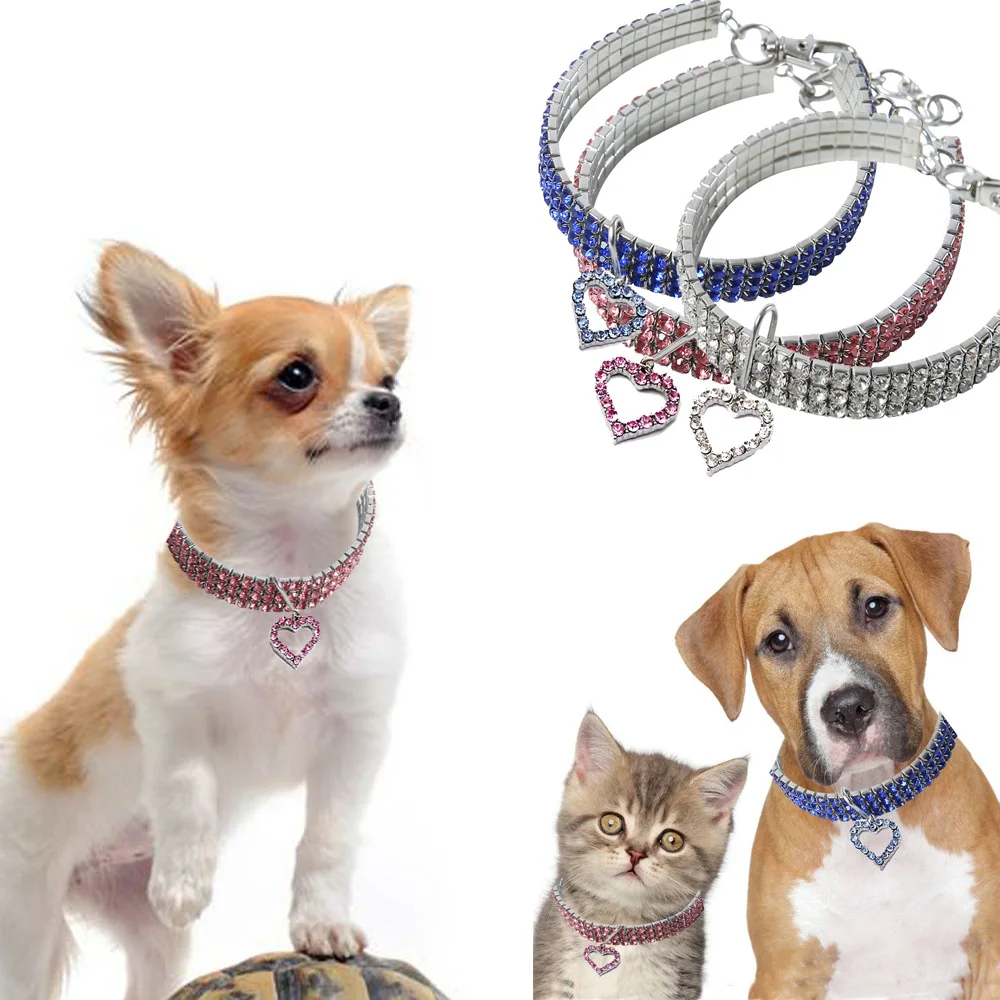 Personality Pet Dog Cat Necklace Dog Chain Cat Crystal Glitter Rhinestone Buckle Collar Teddy Dog Small Dog Collar Pet Supplies