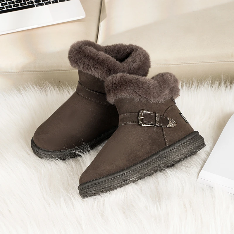

2022 New Fashionable Snow Boots Women's Winter Korean Suede Comfort Warmth New Plus Side Zipper Women's Cotton Shoes Rubber