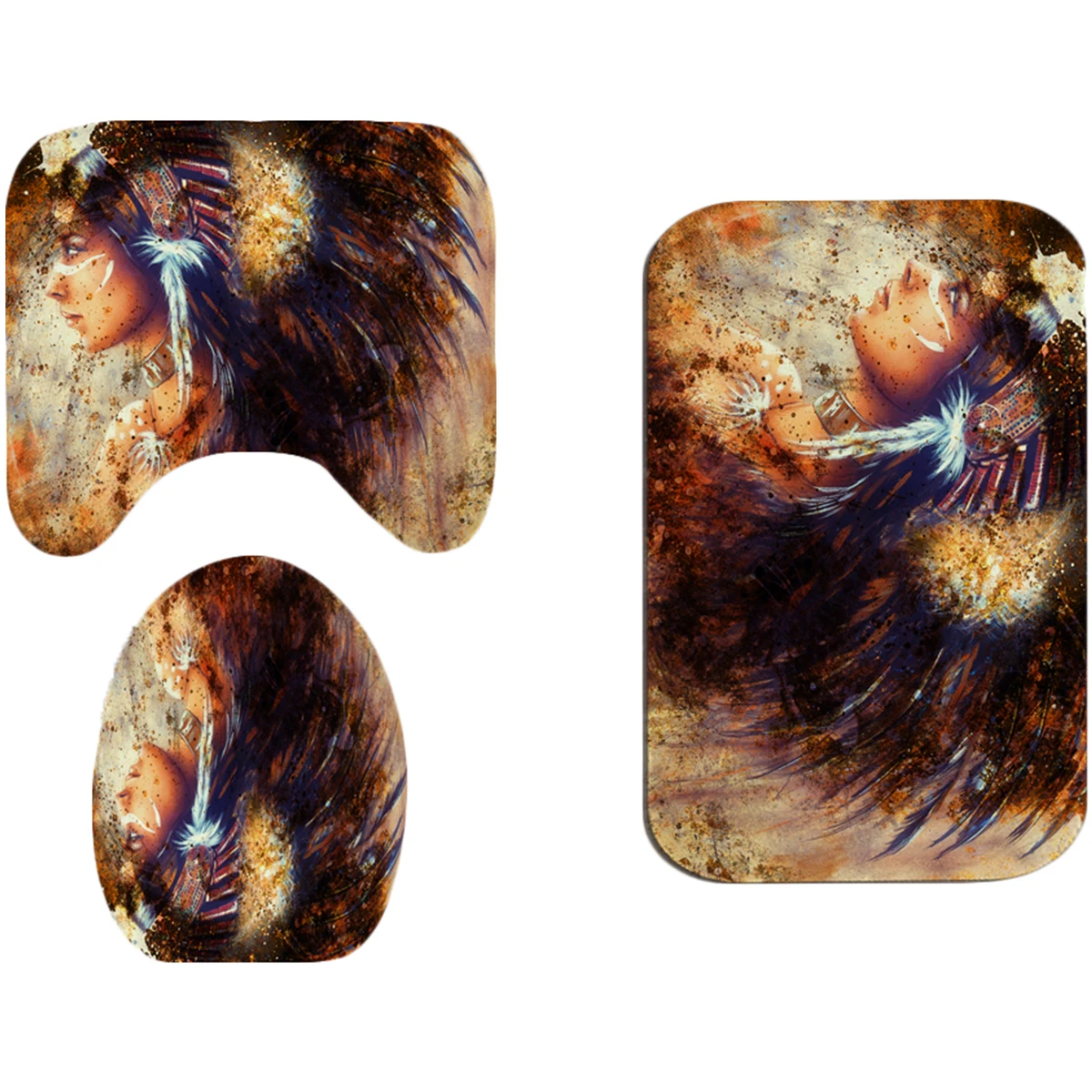 

3pcs/set South Africa Figure Print Non Slip Toilet Cover Set Bath Mat + Contour Rug + Lid Cover for Bathroom South Africa