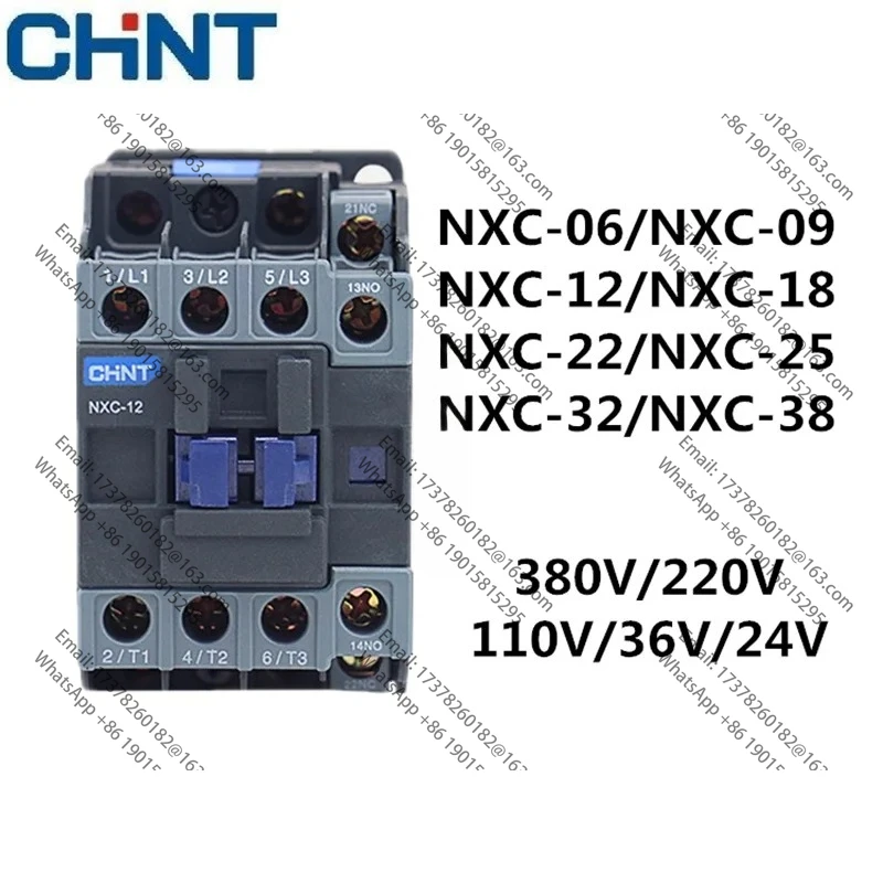 

CHINT NXC- 09 12 18 25 32 38 CJX2 LC1D Контактор NXC CA magnético AC24V 36V 110V 220V 380V 9A/12A/18A/25A/32A