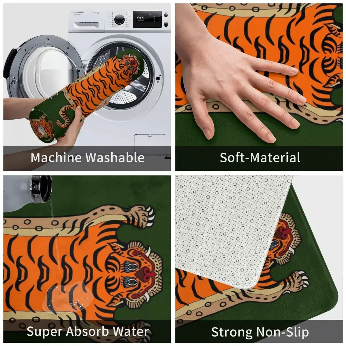 Тибетский тигровый коврик полиэстер напольный для ног Нескользящая подушка