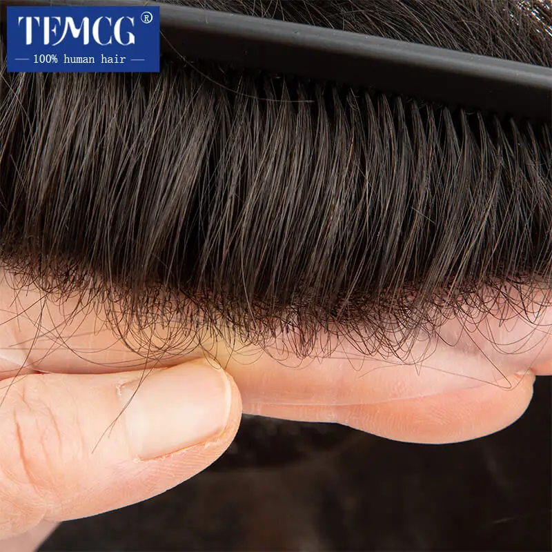 Мужской протез волос индивидуальный парик для мужчин из 100% человеческих