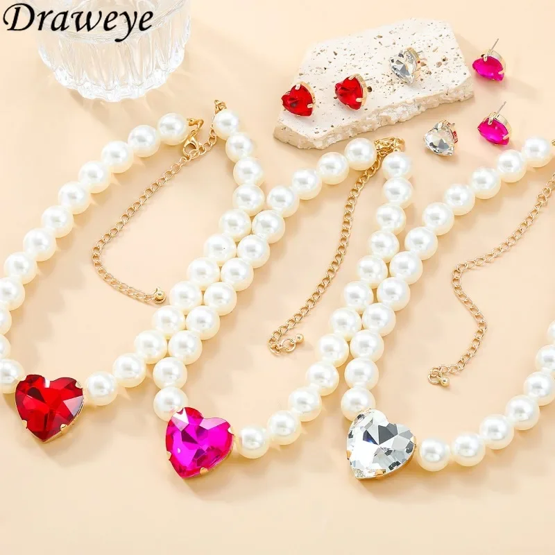 Наборы ювелирных украшений из жемчуга Draweye винтажное Элегантное ожерелье для