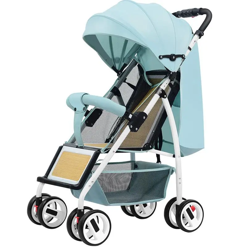Baby Stroller One-key Collection Car Bamboo Rattan Cool Seat Portable Folding Can Sit Reclining Stroller Baby Umbrella Car