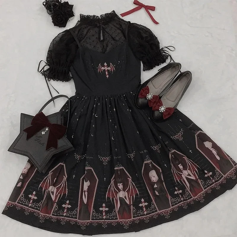 

Summer Black Lolita Dress Aesthetic Y2K Gothic Bodycon Female Mini Maid Dress Elegant Streetwear Lolita Women's Fashion Dresse