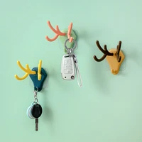 creative antlers free punch hook behind the door clothes bag key jewelry hanger wall seamless simple household universal hooks