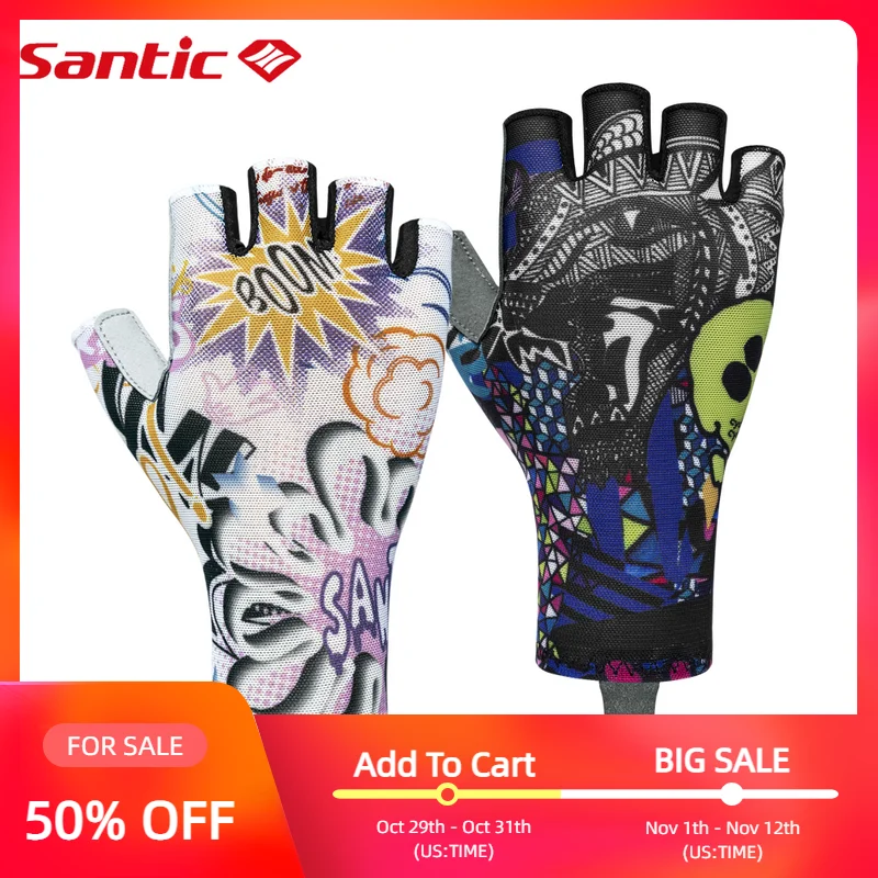 

Santic 2022 New Cycling Gloves Half Finger Cool Feeling Men Women Bike MTB Gloves Quick-drying Short-finger Gloves