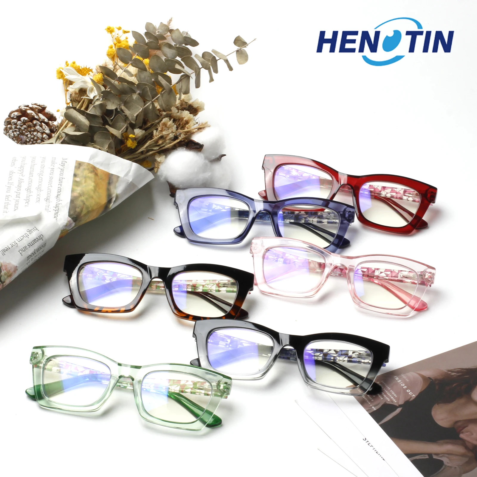 

Женские очки для чтения Henotin, новинка 2023, стильные высококачественные линзы с защитой от синего света, удобные очки с диоптриями