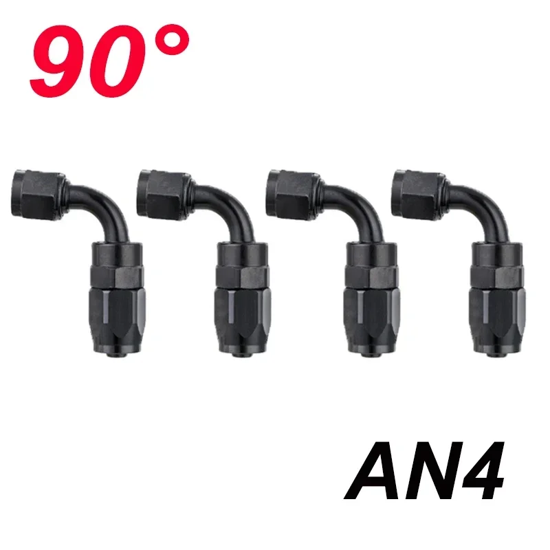 

4X Универсальный AN4 AN6 AN8 AN10 AN12 Прямой 45 90 120 180 градусов Масляный топливный поворотный шланг Фитинг Набор адаптеров для конца масляного шланга Черный