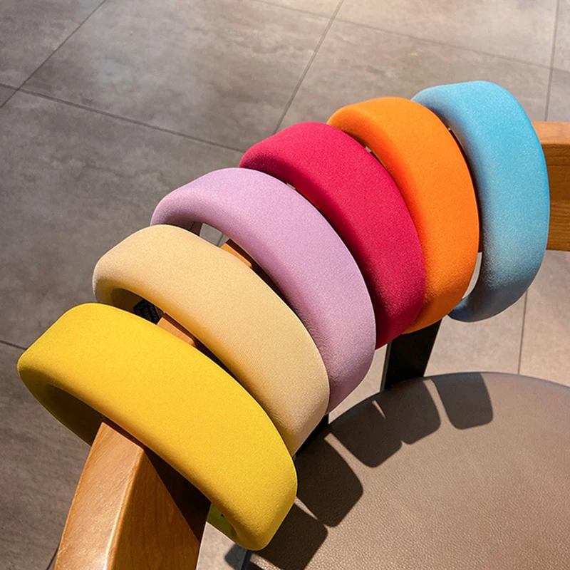 

Повязка на голову женская, модный ободок с мягкой подкладкой, широкий ободок, толстый Шелковый ободок, нескользящий бандаж для волос из смес...