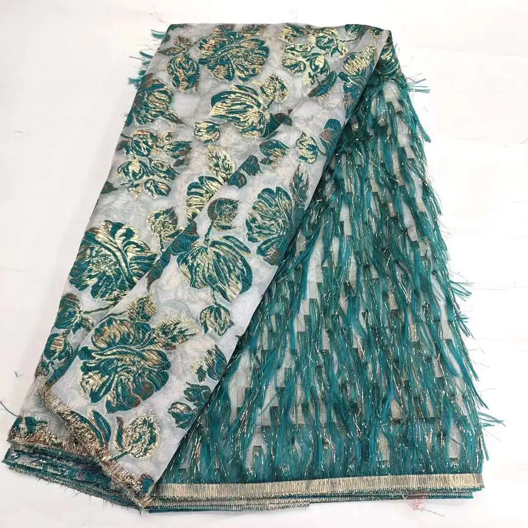 Африканская парчовая жаккардовая кружевная ткань 2024 высокое качество 5 ярдов