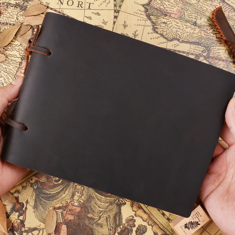 

Retro Handmade Kraft Paper Notebook Genuine Leather Cover Diary Planners Notepad Stationery Traveler Journal Supplies Note Book