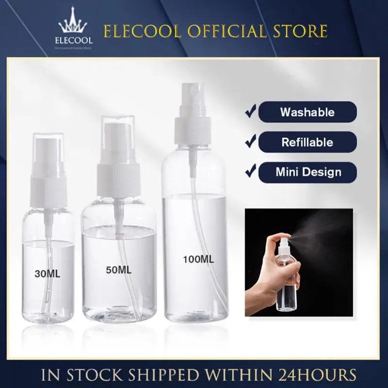 

30/50/100ml Refillable Bottles Transparent Plastic Mist Atomizer Mini Empty Spray Bottles Portable Travel Cosmetic Containers