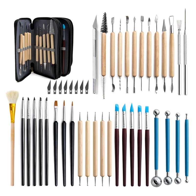 

LUDA 45Pcs Polymer Clay Tools, Dotting Ball Stylus, Modeling Clay Sculpting Tools, Rock Painting Kit for Sculpting Pottery