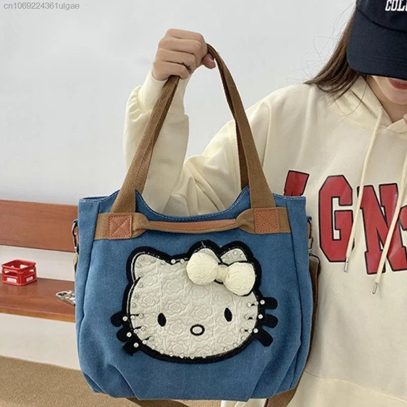 Sanrio Hello Kitty женская ковбойская парусиновая сумка новый корейский стиль большая