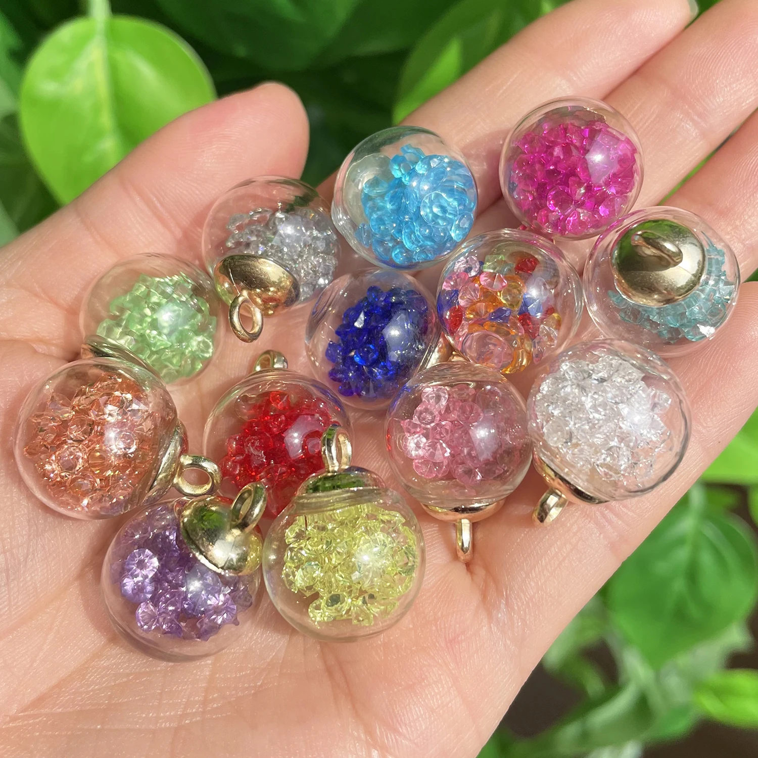 

20pcs 21x16mm Rhinestone Crystal Transparent Glass Balls Charms Pendants For Jewelry Making DIY Crafts Earring Bracelet Keychain
