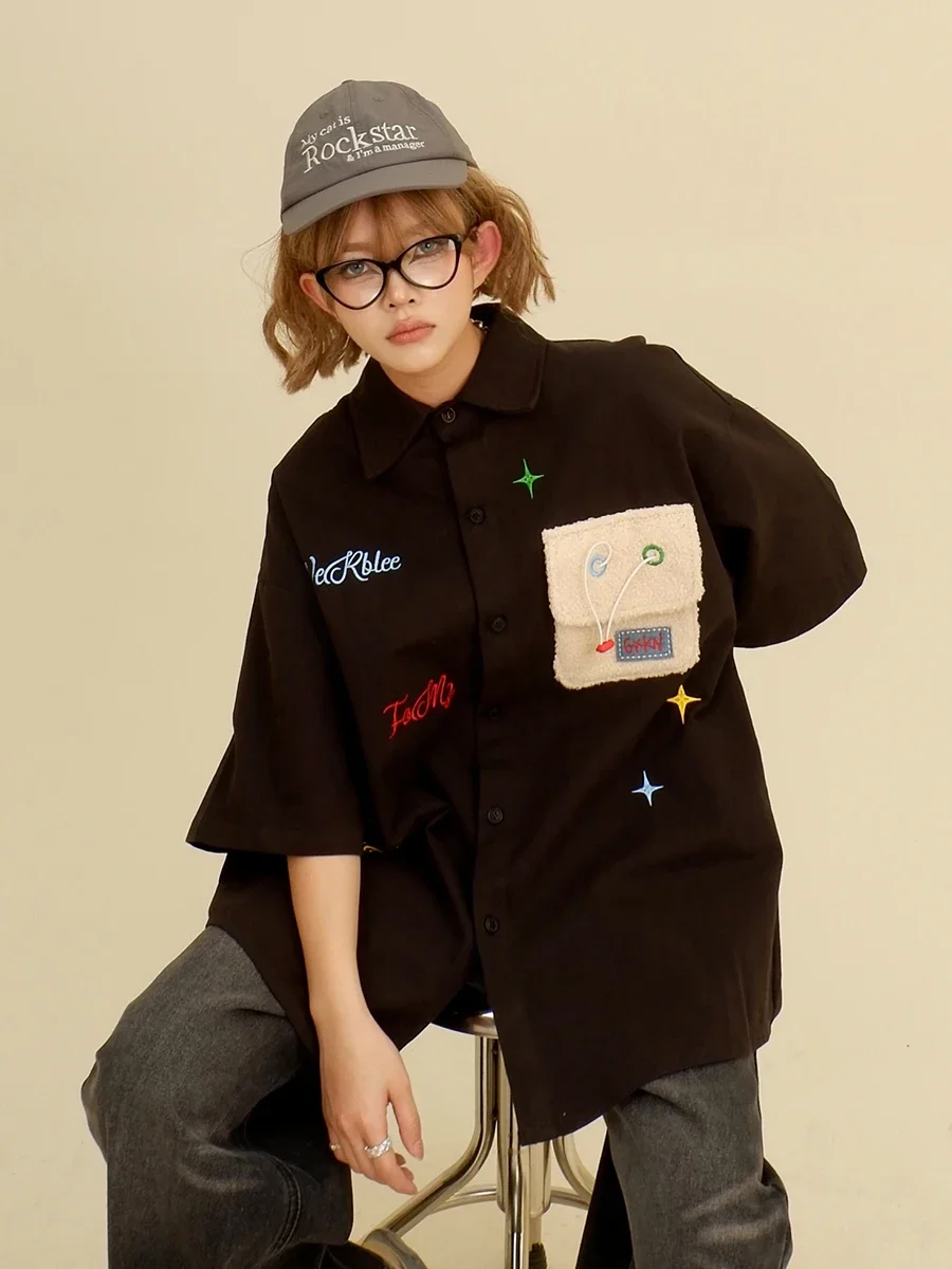 Рубашка с коротким рукавом и карманами в стиле бойфренд