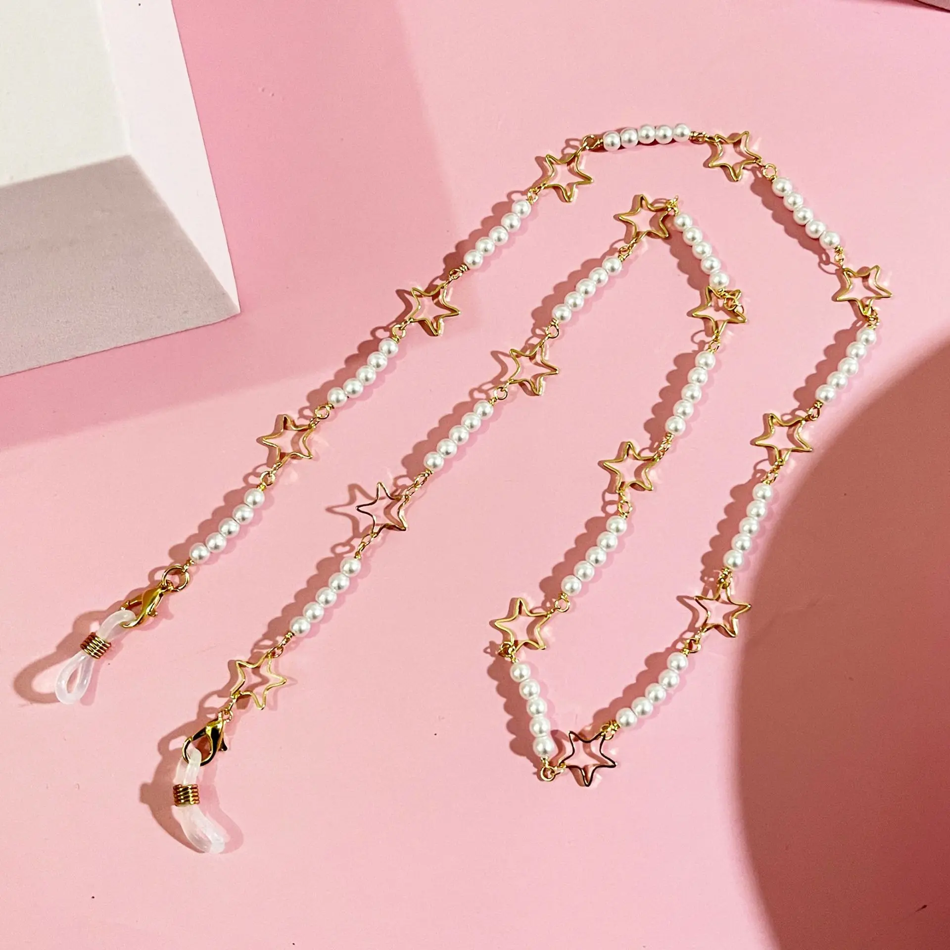 

Fashion Imitation Pearl Five Pointed Star Mask Chains Glasses Chain For Women Outside Casual Sunglasses Accessory Hanging Rope